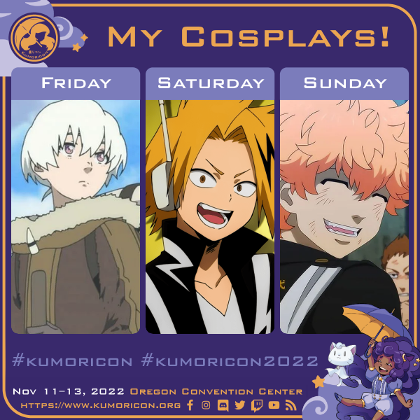 English cosplay frame template for Friday–Sunday, 1×1 aspect ratio