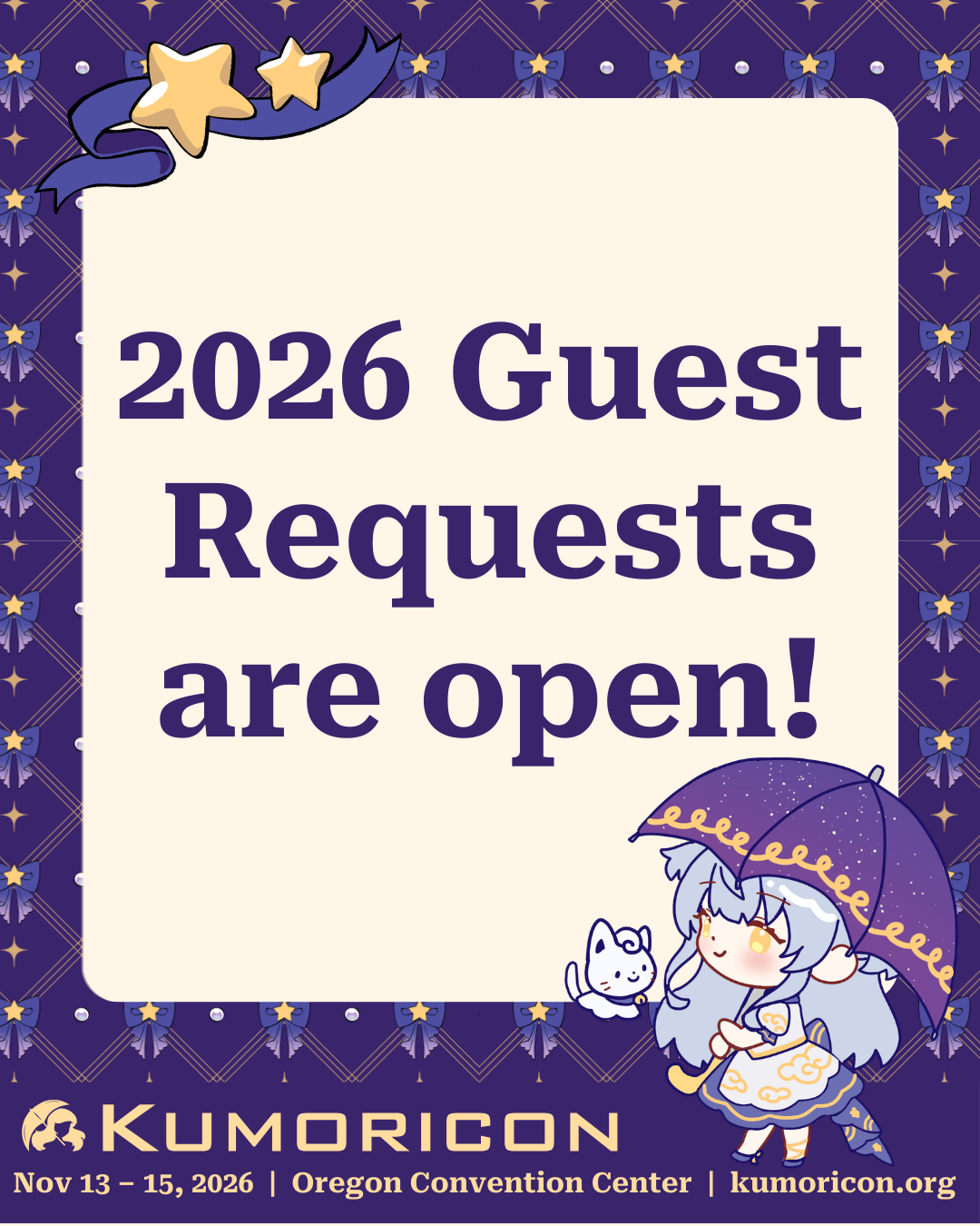 Announcement that 2026 Guest Requests submissions are open