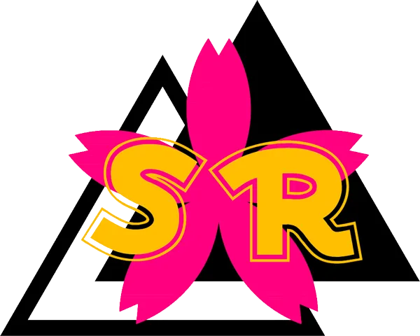 Logo for the Sakura Rangers featuring the letters 'SR' in gold over a pink cherry blossom.