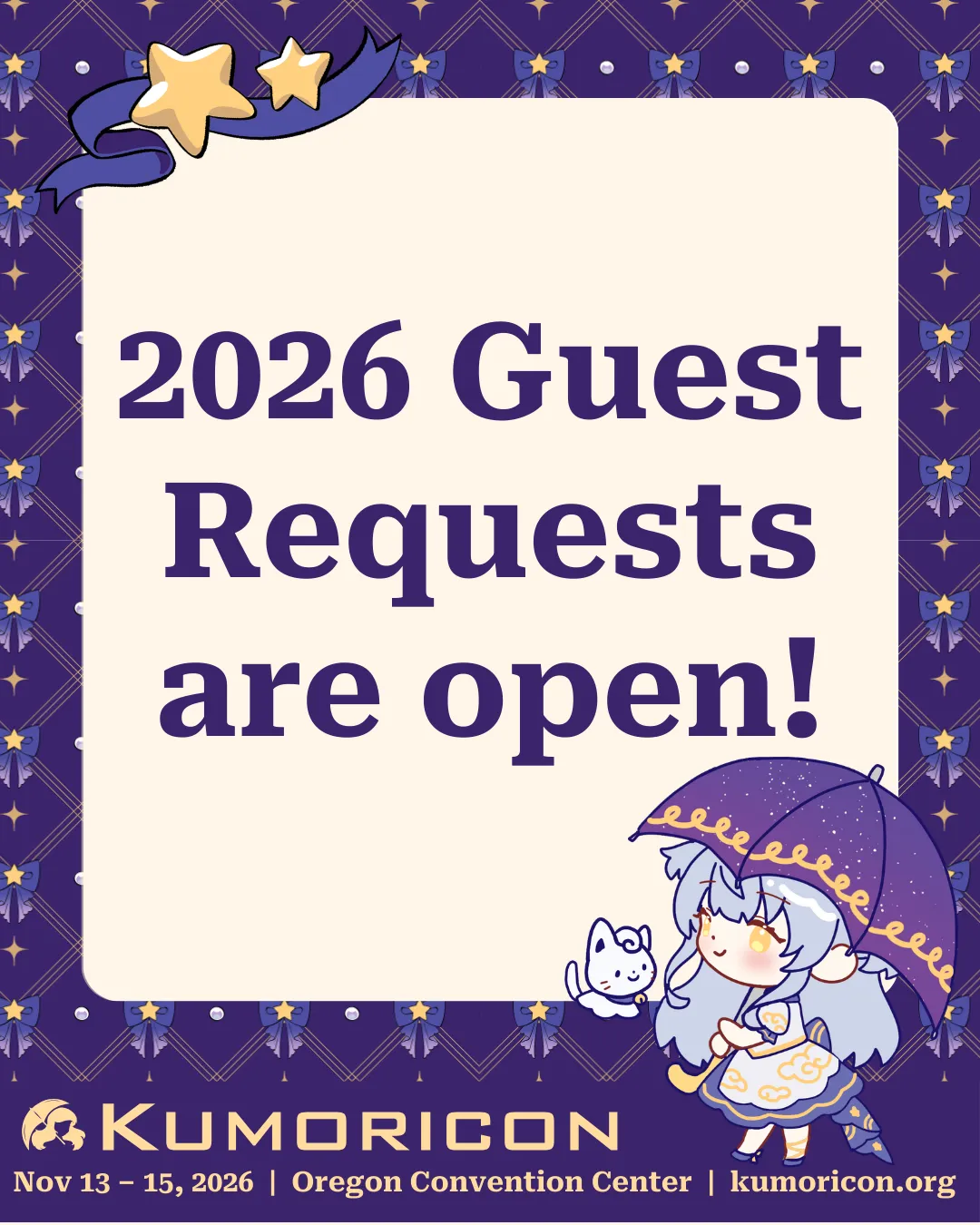 Announcement that 2026 Guest Requests submissions are open