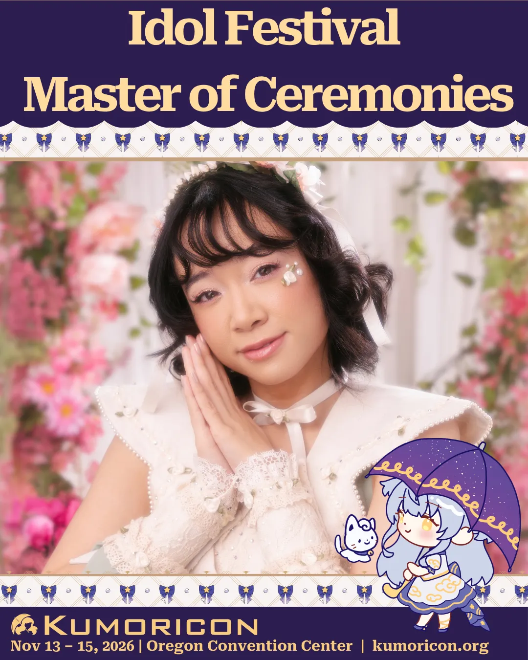 Announcement that says 'Idol Festival Master of Ceremonies' featuring Phoebe Chan
