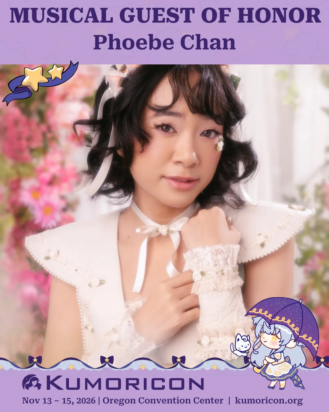Announcement Phoebe Chan Announcement that says 'Musical guest of honor Phoebe Chan'