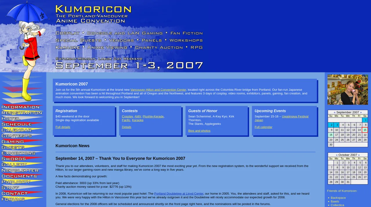 Kumoricon 2007 Website