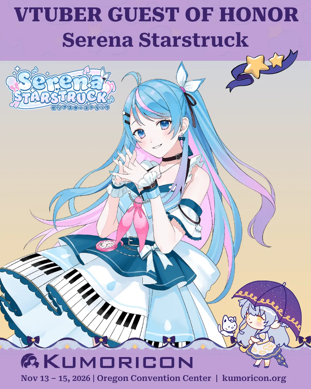 Announcement that says 'VTuber guest of honor Serena Starstruck'