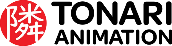 Logo for Tonari Animation, a red circle with white Japanese characters.