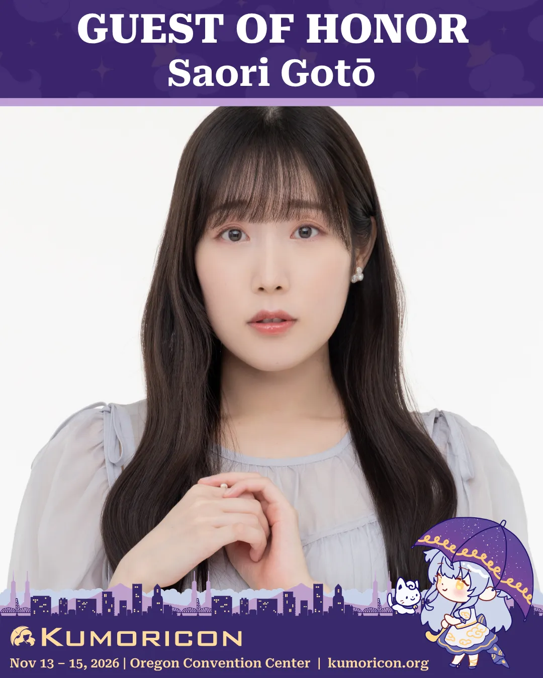 Announcement Image that says 'Guest of Honor Saori Goto'
