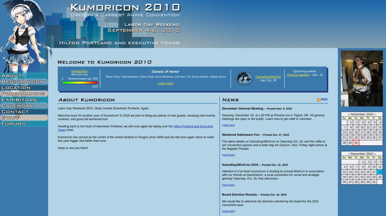 Kumoricon 2010 Website