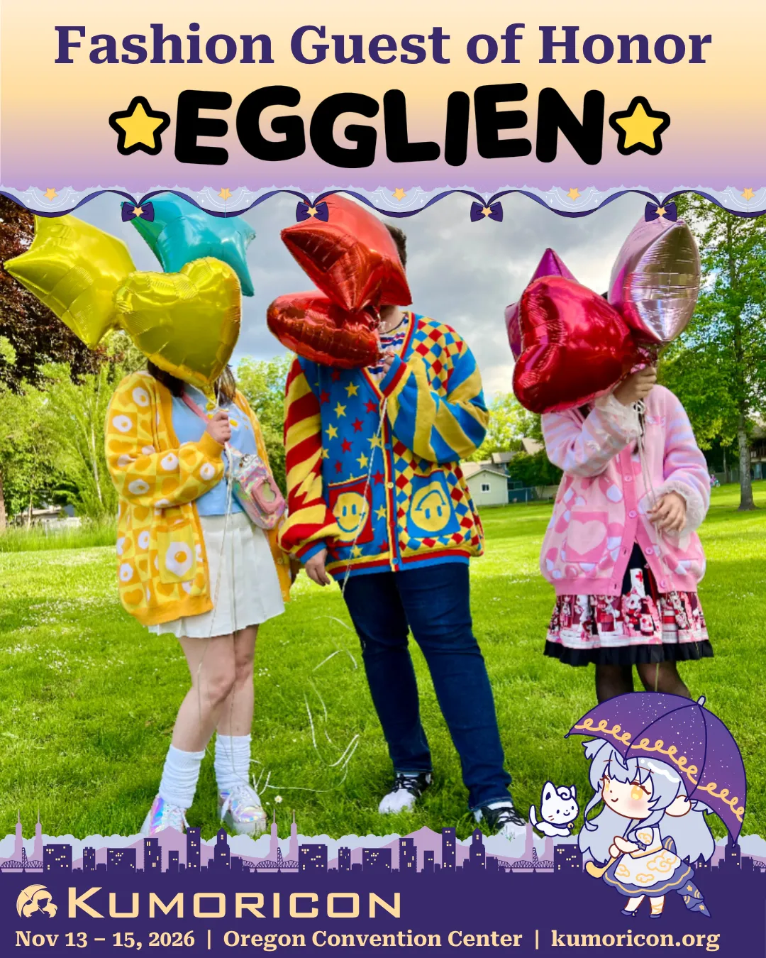 Announcement that says 'Fashion guest of honor Egglein'