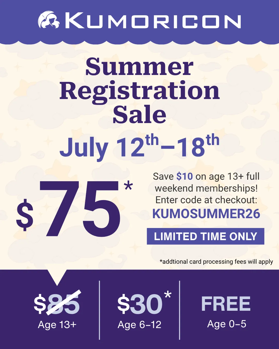 Announcements that say 'Summer Registration Sale'