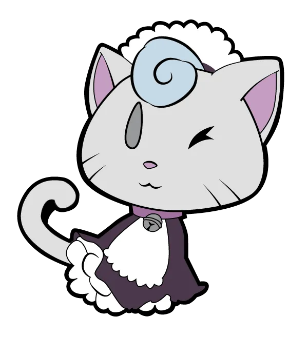 Ghost Neko mascot in a maid outfit.