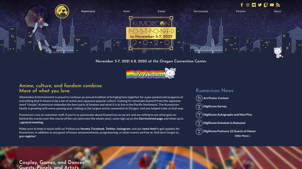Kumoricon 2020 Website