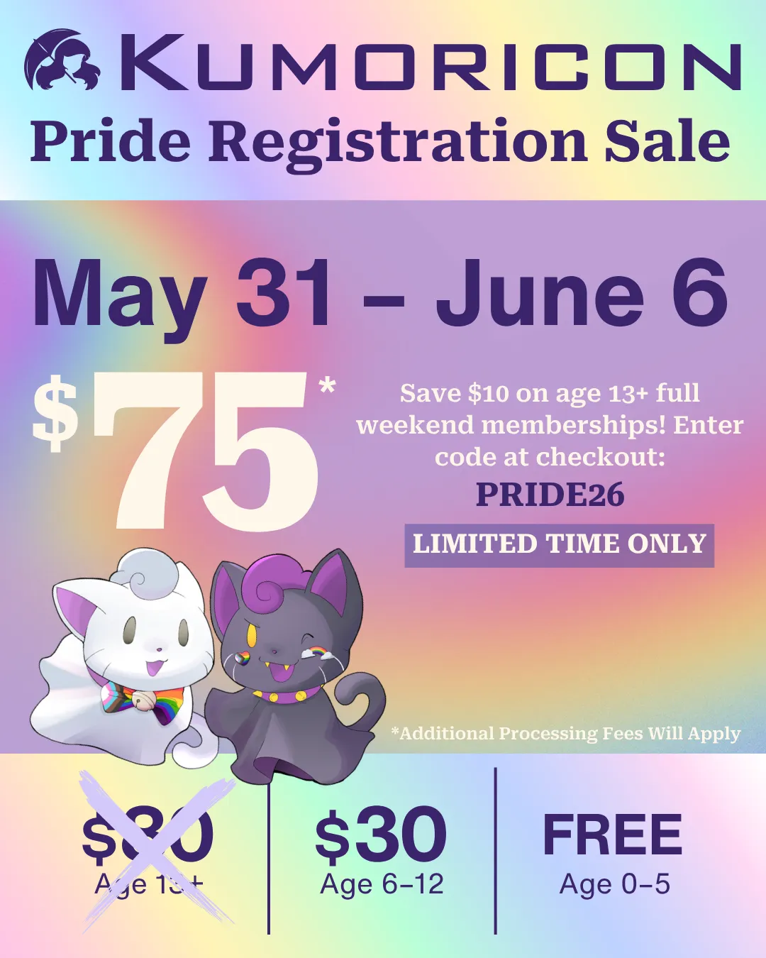 Announcement: Pride Registration Sale Announcement that says 'Pride Registration Sale'