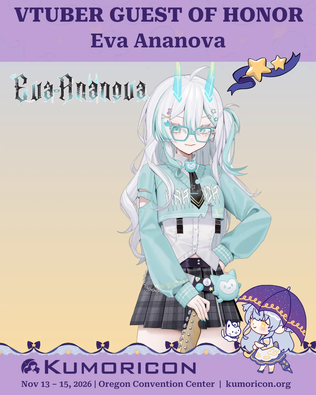 Announcing Eva Ananova Announcement that says 'VTuber guest of honor Eva Ananova'