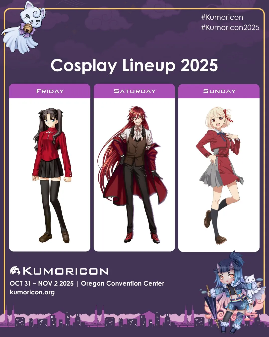 Cosplay frame template for Friday–Sunday, 1×1 aspect ratio