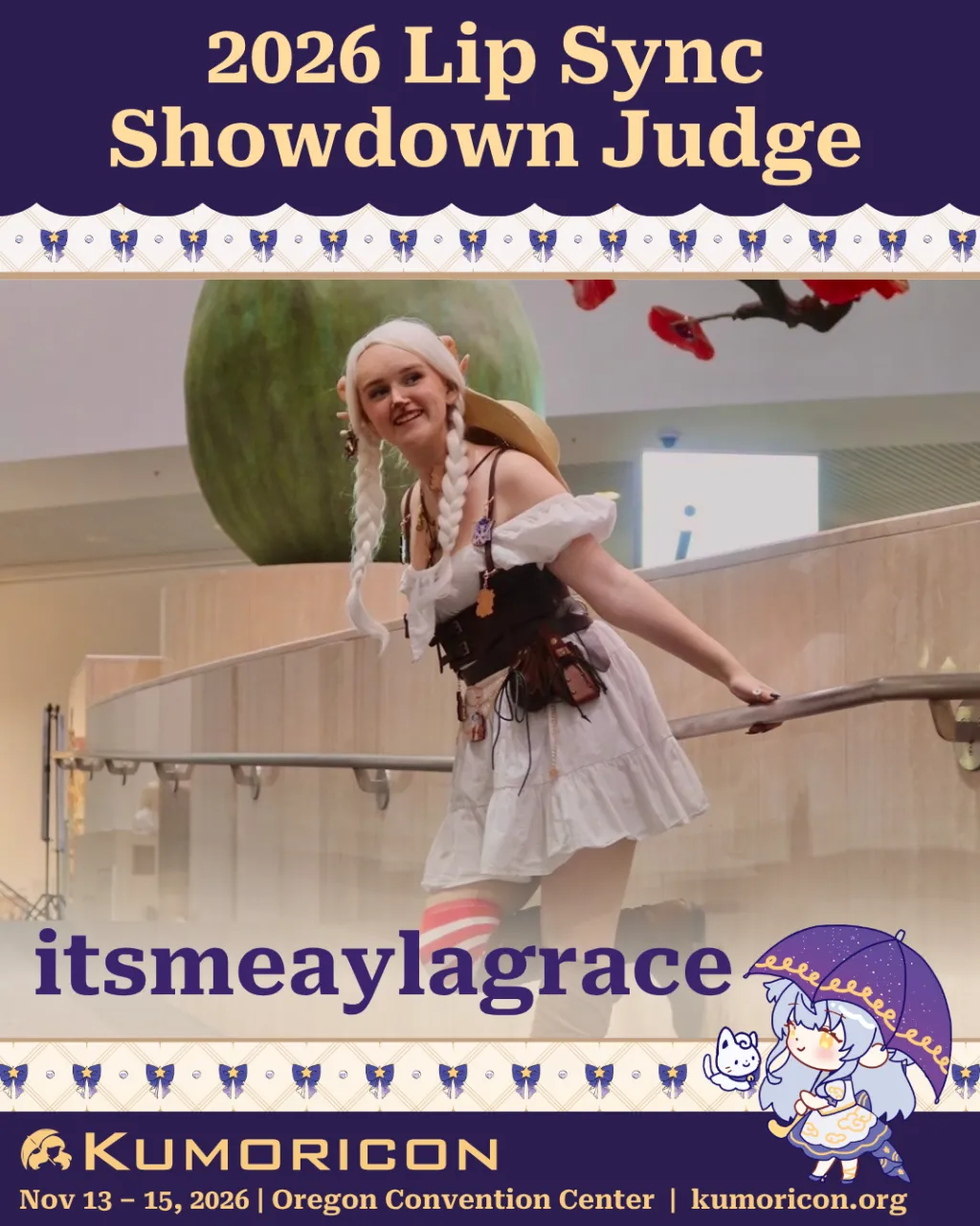 2026 Lip Sync Showdown Judge Itsmeaylagrace Announcement that says '2026 Lip Sync Showdown Judge Itsmeaylagrace'