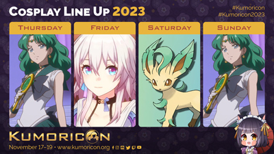 Cosplay frame template for Thursday–Sunday, 16×9 aspect ratio