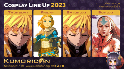 Cosplay frame template for Thursday–Sunday, 16×9 aspect ratio