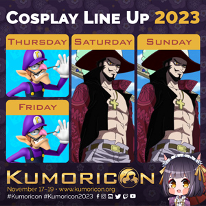 Cosplay frame template for Thursday–Sunday, 1×1 aspect ratio